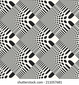 Patrón de cuadros con textura de puntos Moiré monocromáticos