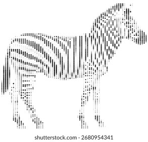 Ponto monocromático Zebra Pontilhada Ilustração de vetor de meio-tom