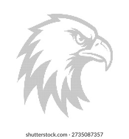 Monochrome dotted eagle head profile silhouette in minimalist style