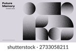 Monochrome dotted geometric shapes on light background. Modern bauhaus vector graphic pattern for abstract design and digital art.