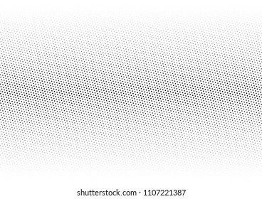 Monochrome Dotted Halftone Background. Black and White Backdrop. Modern Overlay. Distressed Gradient Texture. Vector illustration