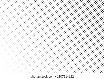 Monochrome Dotted Halftone Background. Distressed Texture. Black and White Grunge Backdrop. Vintage Fade Overlay. Vector illustration