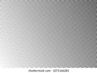 Monochrome Dotted Halftone Background. Points Gradient Pattern. Grunge Overlay. Distressed Texture. Vector illustration