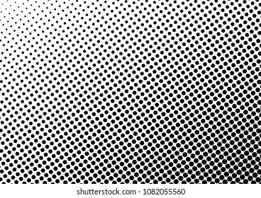 Monochrome Dotted Halftone Background. Points Backdrop. Black and White Dots Texture. Distressed Pattern. Vector illustration