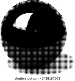 Monochrome dotted image of a spherical steel ball.