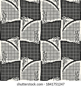 Monochrome Dotted Textured Distressed Checked Pattern