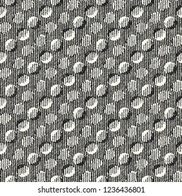 Monochrome Dotted Variegated Striped Textured Background. Seamless Pattern.