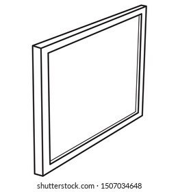 monochrome drawing of a blackboard, diagonally from the side. without content for placement of text.