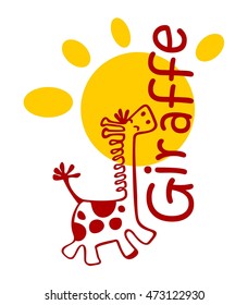 monochrome drawing of a giraffe, funny, stylized