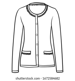 monochrome drawing of a women's jacket. isolated on white background.