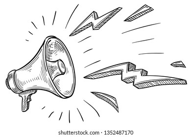 Monochrome drawn megaphone