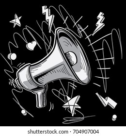 Monochrome drawn megaphone 