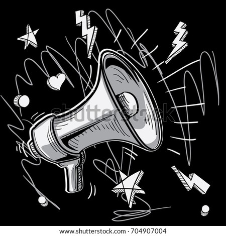 Monochrome drawn megaphone 