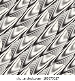 Monochrome Moiré Effect Textured Scallop Pattern