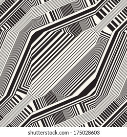 Monochrome Moiré Effect Textured Twisted Striped Pattern