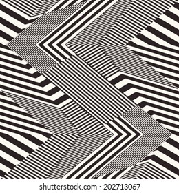 Monochrome Moiré Effect Textured Zigzag Pattern