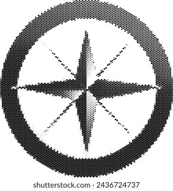 Monochrome eight-ray star symbol with dotted pattern.