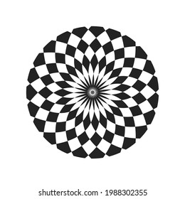Monochrome elegant circular pattern in black and white. Circular mathematical ornament. A vector circular pattern from the crossed circles. illustration