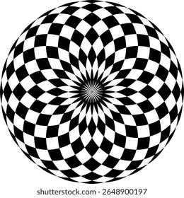 Padrão circular elegante monocromático em preto e branco. Ornamento matemático circular. Um padrão circular vetorial dos círculos cruzados. Mandala.