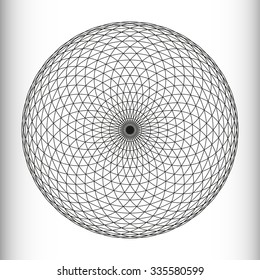 Monochrome elegant circular pattern in black and white. Circular mathematical ornament. A vector circular pattern from the crossed circles. Mandala.