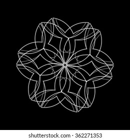 Monochrome elegant circular pattern in black and white. Circular mathematical ornament. A vector circular pattern from the crossed circles. Mandala.