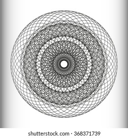 Monochrome elegant circular pattern in black and white. Circular mathematical ornament. A vector circular pattern from the crossed circles. Mandala.