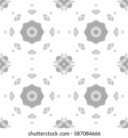 Monochrome elegant ornament. Vector geometric seamless pattern. May be used as background, backdrop.