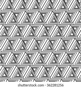 Monochrome elegant seamless pattern in black and white. Seamless geometric pattern. Mathematical abstract seamless pattern.