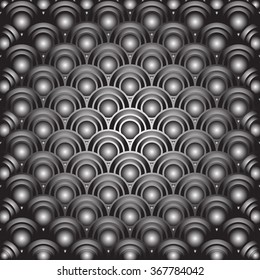 Monochrome elegant seamless pattern in black and white. Vector seamless geometric pattern in a contrasting black and white tones. Vector seamless background of overlapping striped circles.