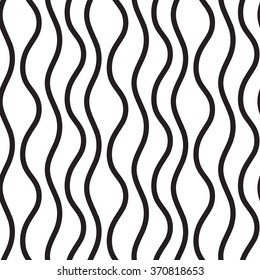 Monochrome elegant seamless pattern in black and white. Vertical wavy lines.