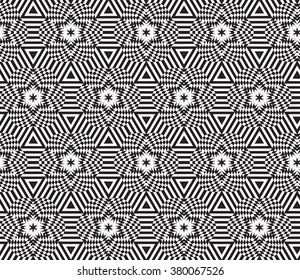 Monochrome elegant seamless pattern in black and white. Vector seamless geometric pattern in a contrasting black and white tones. Monochrome ornamental pattern for background.