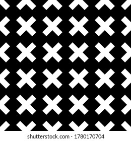 Patrón monocromo elegante y sin fisuras. Ornamento cruzado. Papel digital para diseño web, impresión textil. Fondo de bordado étnico. Obra vectorial.