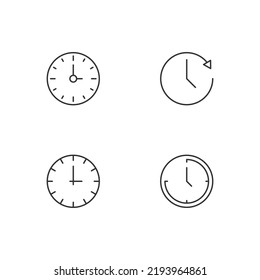 Monochrome elements perfect for adverts, stores, design etc. Editable stroke. Vector line icon set with symbols of various clocks 