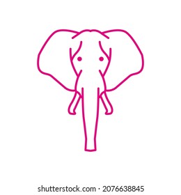 Monochrome elephant logo or icon vector outline artwork illustration