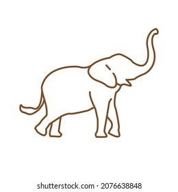 Monochrome elephant logo or icon vector outline artwork illustration
