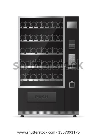Monochrome empty modern vending machine for drinks and snacks sale isolated on white background realistic vector illustration