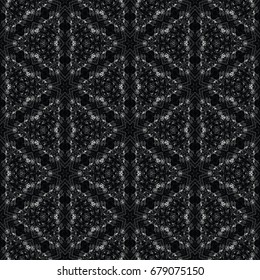 Monochrome engraving pattern. Hexagonal symmetry. Seamless abstract texture for certificate or diploma, currency and money design. Single-leaf woodcut, xylography, printmaking. Vector Illustration