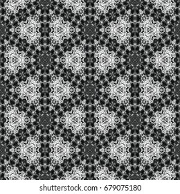 Monochrome engraving pattern. Hexagonal symmetry. Seamless abstract texture for certificate or diploma, currency and money design. Single-leaf woodcut, xylography, printmaking. Vector Illustration