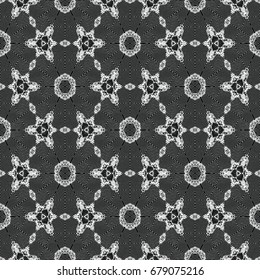Monochrome engraving pattern. Hexagonal symmetry. Seamless abstract texture for certificate or diploma, currency and money design. Single-leaf woodcut, xylography, printmaking. Vector Illustration