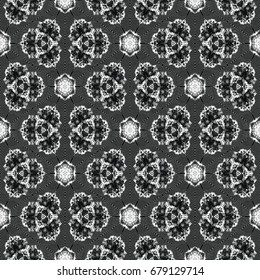 Monochrome engraving pattern. Hexagonal symmetry. Seamless abstract texture for certificate or diploma, currency and money design. Single-leaf woodcut, xylography, printmaking. Vector Illustration