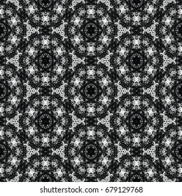 Monochrome engraving pattern. Hexagonal symmetry. Seamless abstract texture for certificate or diploma, currency and money design. Single-leaf woodcut, xylography, printmaking. Vector Illustration