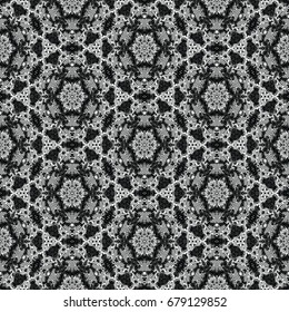 Monochrome engraving pattern. Hexagonal symmetry. Seamless abstract texture for certificate or diploma, currency and money design. Single-leaf woodcut, xylography, printmaking. Vector Illustration