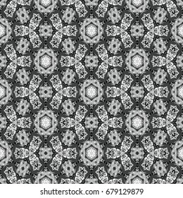 Monochrome engraving pattern. Hexagonal symmetry. Seamless abstract texture for certificate or diploma, currency and money design. Single-leaf woodcut, xylography, printmaking. Vector Illustration