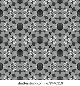 Monochrome engraving pattern. Hexagonal symmetry. Seamless abstract texture for certificate or diploma, currency and money design. Single-leaf woodcut, xylography, printmaking. Vector Illustration