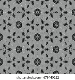 Monochrome engraving pattern. Hexagonal symmetry. Seamless abstract texture for certificate or diploma, currency and money design. Single-leaf woodcut, xylography, printmaking. Vector Illustration