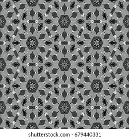 Monochrome engraving pattern. Hexagonal symmetry. Seamless abstract texture for certificate or diploma, currency and money design. Single-leaf woodcut, xylography, printmaking. Vector Illustration