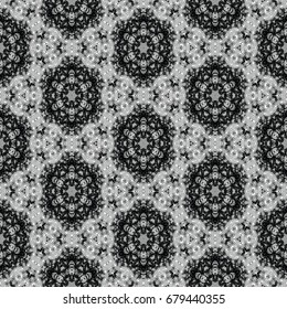 Monochrome engraving pattern. Hexagonal symmetry. Seamless abstract texture for certificate or diploma, currency and money design. Single-leaf woodcut, xylography, printmaking. Vector Illustration