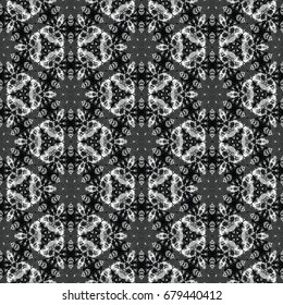 Monochrome engraving pattern. Hexagonal symmetry. Seamless abstract texture for certificate or diploma, currency and money design. Single-leaf woodcut, xylography, printmaking. Vector Illustration