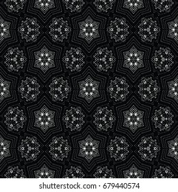 Monochrome engraving pattern. Hexagonal symmetry. Seamless abstract texture for certificate or diploma, currency and money design. Single-leaf woodcut, xylography, printmaking. Vector Illustration