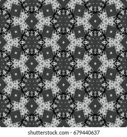 Monochrome engraving pattern. Hexagonal symmetry. Seamless abstract texture for certificate or diploma, currency and money design. Single-leaf woodcut, xylography, printmaking. Vector Illustration